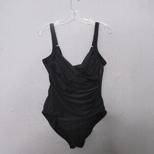 Miraclesuit One Piece Swimsuit Black Ruched Slimming Beach Pool Vacation Resort